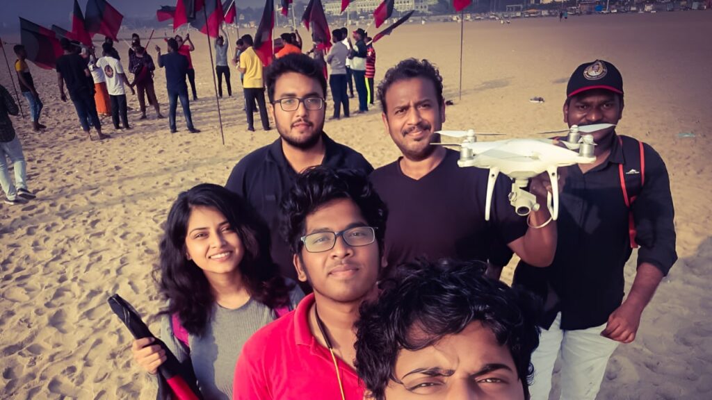Rafiq and I-PAC team during a creative strategy session at Marina Beach.